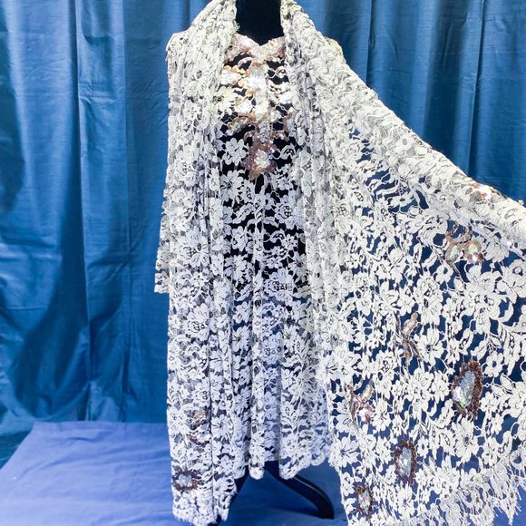 Vintage Lace Slip Dress Farah Talib Aziz Tunic Saree Traditional Indian Unique - Picture 1 of 15